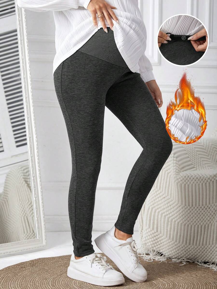 SHEIN 孕妇可调节腰部和腹部支撑保暖内衬紧身裤