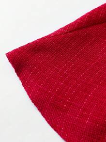 SHEIN Unity 聖誕羊毛大衣,配有毛領和披風設計 - 紅色 - 查看 4