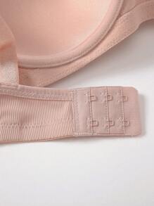 Sujetador acolchado de tela casual de color rosa bebé liso con detalle de lazo, de elasticidad media para mujer - Rosa Pálido - Ver 4