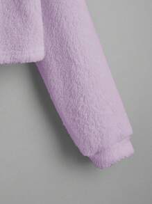 SHEIN EZwear Kích thước lớn Dệt kim Của phụ nữ Lông cừu Áo nỉ Với Thả vai - Màu Lilac Tím - Xem 5