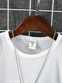 SHEIN 男童休閒純色長袖 T 卹 - 白色 - 查看 4