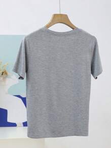 DAZY 女款圆领短袖T恤、短款上衣 - 灰色 - 查看 2