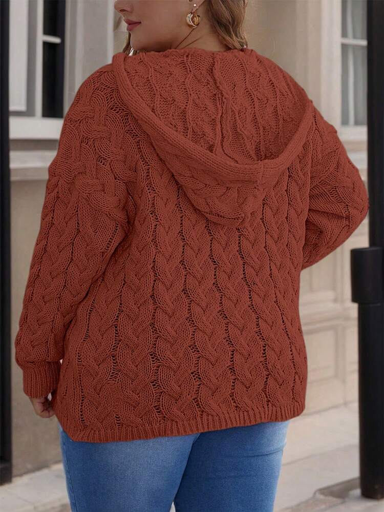 EMERY ROSE 大码针织连帽毛衣，秋冬款 - 亮橙色 - 查看 2