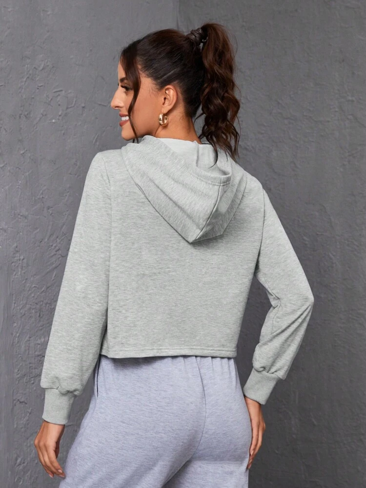 Solid Color Hooded Sports Jacket