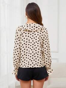 SHEIN Clasi Của phụ nữ In vết tròn Polka Cổ chữ V Ruffle Cạnh Trang trí Áo sơ mi - Nhiều màu - Xem 4