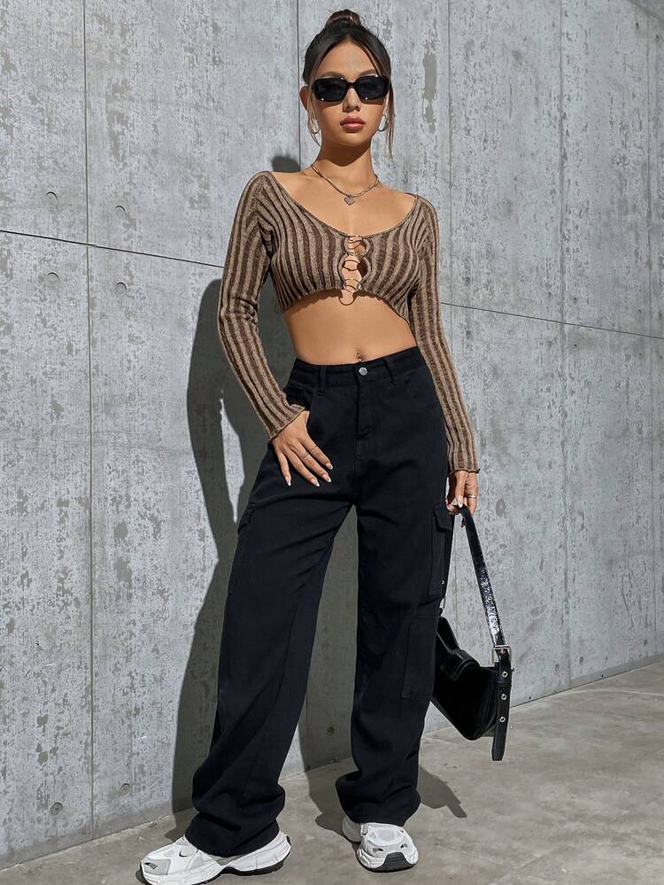 Women's Striped Ring Cardigan Fall Cloth For Women