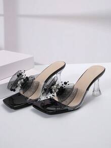 Của phụ nữ Mùa hè Giày dép Đen Lưới Loại bướm Pha lê Dép đi trong nhà , Mới Trong suốt Sành điệu Pha lê Giày cao gót , Lý tưởng Cho mùa hè Đầm Phù hợp - màu đen - Xem 5