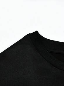 Manfinity Homme Loose Fit Men's Letter Printed Round Neck T-Shirt And Jogger Pants Set - Black - View 3