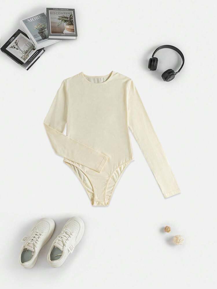 Long Sleeve Solid Color Bodysuit