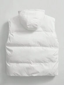 GENTILAND Abrigo con capucha acolchado, bolsillo con solapa y cordón ajustable para hombres - Blanco - Ver 2