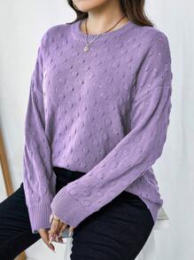 Celure 大尺碼純色垂墜肩毛衣 - 淡紫色 - 查看 4