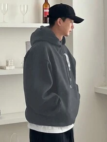 DAZY Nam Lá thư In Hoodie Áo nỉ - Màu xám đen - Xem 3