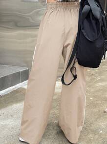 DAZY Pantalones Largos Estampados Con Patrón De Cintura Con Cordón Para Mujer - Beis - Ver 2