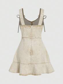 SHEIN MOD 女士無袖牛仔裙,甜心領設計