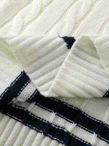 Men's Color Block Striped Sweater - White - View 5