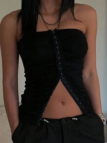 INAWLY Women's Black Strapless Top - Black - View 2