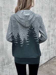 EMERY ROSE 樹印花休閒連帽衫 - 彩色 - 查看 2