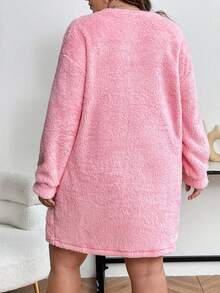 SHEIN Franclia 大尺碼女式落肩連身裙 - 粉色 - 查看 2