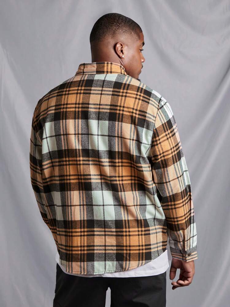 Men's Plus Size Plaid Long Sleeve Shirt