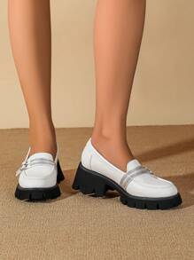 CUCCOO DOLLMOD Fashionable & Comfortable Thick Sole Loafers - White - View 4