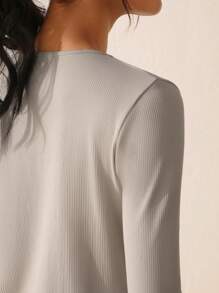Lifespree 女士長袖肋織運動t恤 - 淺灰色 - 查看 6
