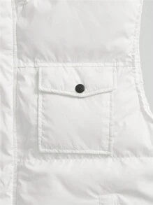 GENTILAND Abrigo con capucha acolchado, bolsillo con solapa y cordón ajustable para hombres - Blanco - Ver 4