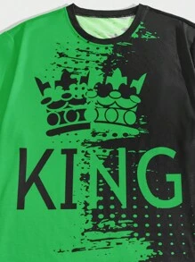 SHEIN Manfinity LEGND 男士字母印花t卹+短褲2件/套