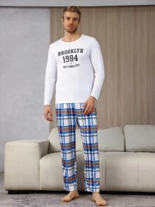 Men's Plaid Drawstring Waist Home Wear Bottoms - Multicolor - View 7