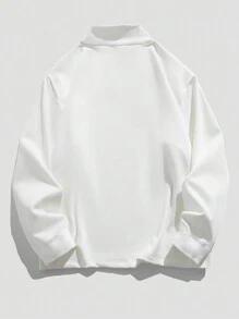 Áo thun nam dài tay cổ cao dáng ôm, màu trơn, thời trang, đa năng, phù hợp cho đi làm hàng ngày vào mùa xuân và mùa thu. - trắng - Xem 2