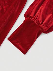 SHEIN MOD Women's Off Shoulder Dress With Bow Decoration - Red - View 4