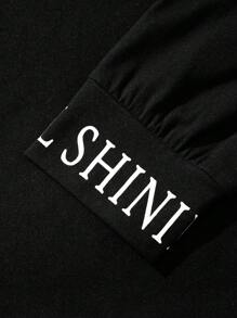 Manfinity Homme Men'S Plus Size Black Printed Sweatshirt And Pants Two Piece Set - Black - View 6