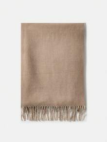 MOTF PREMIUM 雙色毛邊圍巾,優雅時尚 - 杏色 - 查看 4