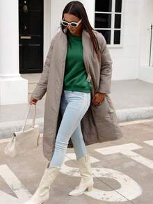 2023 女款加厚保暖長派克大衣 - 咖啡棕 - 查看 6