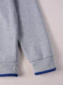 Manfinity Hypemode Nam Thả vai Áo nỉ Với Thêu Chữ Và Khối màu Thiết kế - Xám - Xem 4