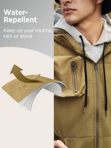 In My Nature 男士拉鏈開襟連帽外套馬甲 - 杏色 - 查看 3