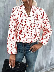 SHEIN Clasi 女款全身印花燈籠袖襯衫 - 彩色 - 查看 4