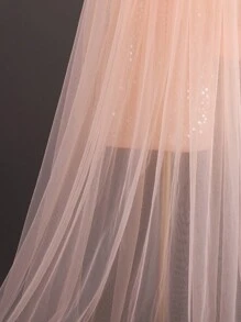 Little Girls' Net Yarn And Sequin Decorated Dress With Bowknot, For Formal Events - Pink - View 3