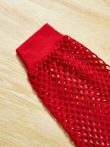 少女网眼罩衫、字母印花吊带背心和慢跑裤休闲 3 件套毕业服装 - 紅色 - 查看 5