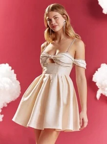 Enchnt Ladies' Ruched Rhinestone Embellished Dress