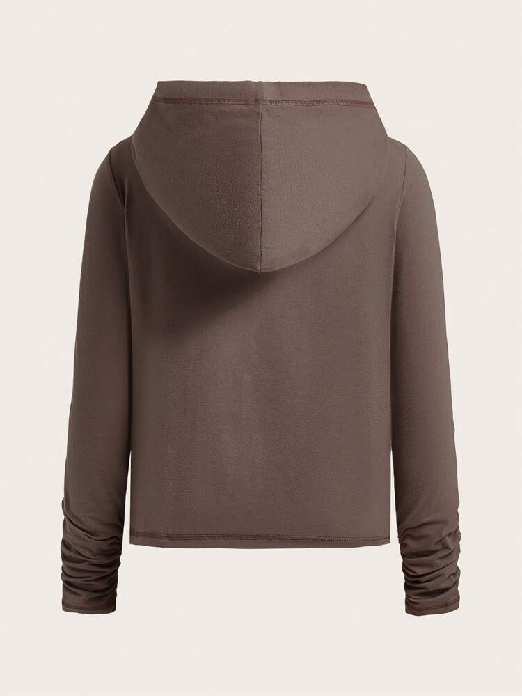 Women's Hooded Sweatshirt With Beaded Detail And External Stitching