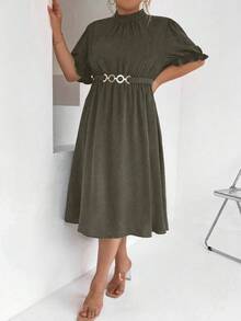 Celure Metallic Buckle Women's Dress - Army Green - View 5
