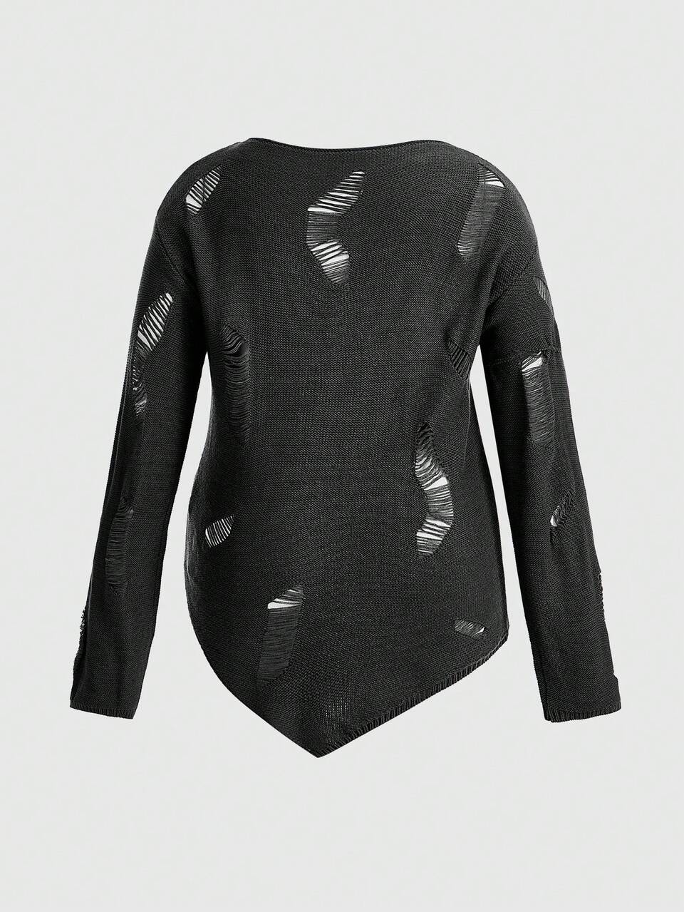 Plus 1pc Ripped Drop Shoulder Sweater