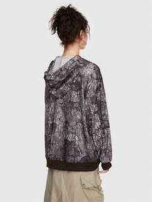 Grunge Punk Ladies' Landscape Print Zip-up Hoodie For Outdoor Activities - Multicolor - View 5