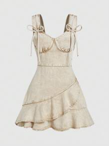 SHEIN MOD 女士無袖牛仔裙,甜心領設計