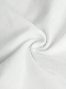 SHEIN Cô gái Tween Đơn giản Phong cách đường phố Giải trí Đan Tương phản Màu sắc Cổ chữ V Tay áo dài Áo thun Với Khe - trắng - Xem 3