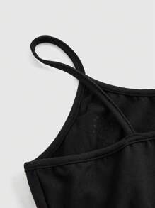 ROMWE Grunge Punk Spider Printed & Rhinestone Embellished Sexy & Casual Knitted Sleeveless Tank Top - Black - View 3