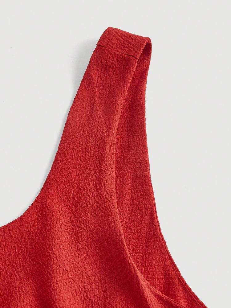 Plus Size Solid Color Asymmetric Collar Ruffle Dress