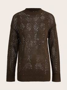 ROMWE PUNK 女士毛衣 - 咖啡棕 - 查看 1