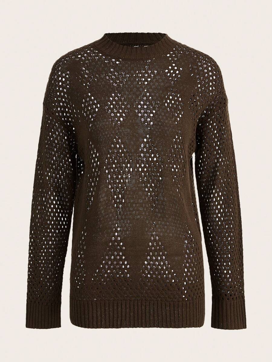 ROMWE PUNK 女士毛衣 - 咖啡棕 - 查看 1