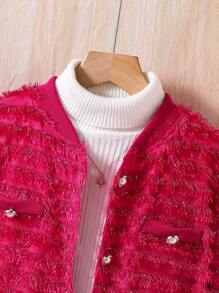 SHEIN Juniors' Casual Warm Baseball Jacket